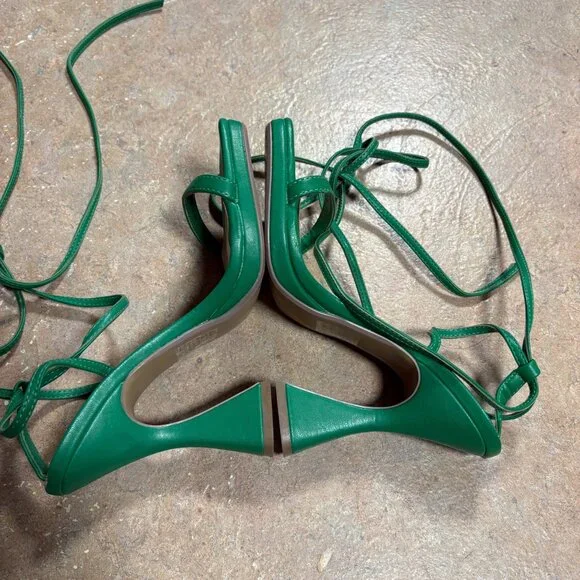 EXCELLENT Steve Madden Green Lafayette Flared Block Heel Wrap-Around Sandals 7.5 - Picture 13 of 13